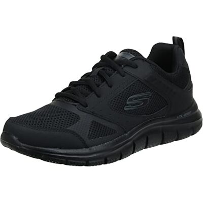 Skechers herr Sneaker 232398 Bbk, Svart läder nät svart trim, 43 EU Skechers herr Sneaker 232398 Bbk, Svart läder nät svart trim, 43 EU