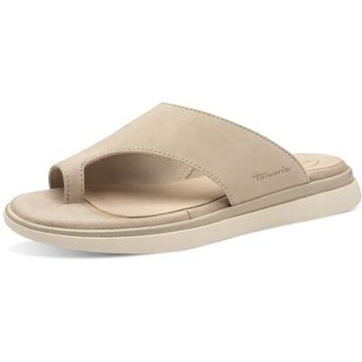 Tamaris dam komfort pantolett läder bred passform sandal, Beige mocka, 41 EU Tamaris dam komfort pantolett läder bred passform sandal, Beige mocka, 41 EU