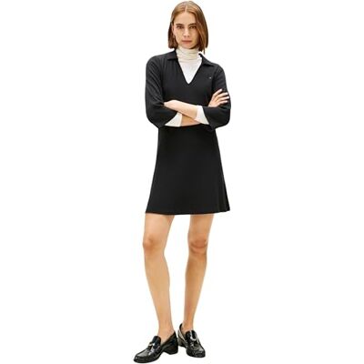 Tommy Hilfiger Modern Cody 3/4 SLV Polo DRS Ww0ww47868 klänning, svart (svart), XXS dam, Svart (svart), XXS Tommy Hilfiger Modern Cody 3/4 SLV Polo DRS Ww0ww47868 klänning, svart (svart), XXS dam, Svart (svart), XXS