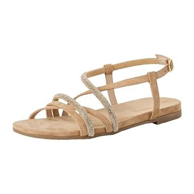 Tamaris dam 1–28130-46 platta sandaler, sand glamo, 36 EU Tamaris dam 1–28130-46 platta sandaler, sand glamo, 36 EU