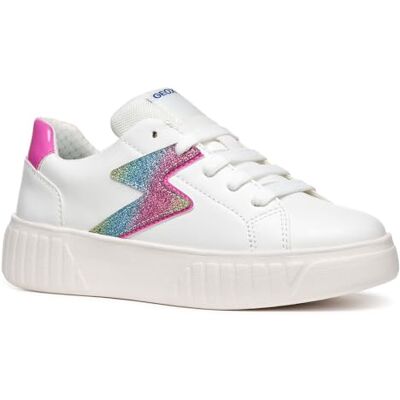 Geox J Mikiroshi Girl A, flickor sneakers, Vit och flerfärgad, 28 EU Geox J Mikiroshi Girl A, flickor sneakers, Vit och flerfärgad, 28 EU
