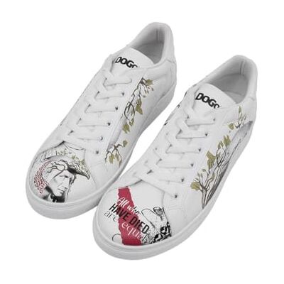 DOGO Herr veganläder vita sneakers lika motiv-41, Vitt och blått, 41 EU DOGO Herr veganläder vita sneakers lika motiv-41, Vitt och blått, 41 EU