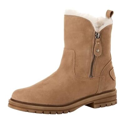 Tamaris dam varmt foder stövlar läder blockklack, Beige, 38 EU Tamaris dam varmt foder stövlar läder blockklack, Beige, 38 EU
