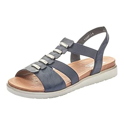 Rieker dam vår/sommar V5051 T-klämmor sandaler, Blå passi 14, 39 EU Rieker dam vår/sommar V5051 T-klämmor sandaler, Blå passi 14, 39 EU