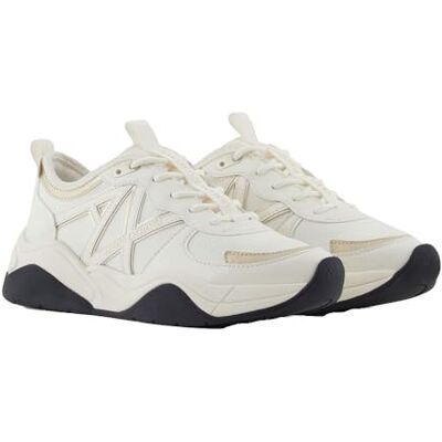 Giorgio Armani dam Cher, sidologotyp, färgkontraster sneakers, vit pale, 35 EU, Vit skål, 35 EU Giorgio Armani dam Cher, sidologotyp, färgkontraster sneakers, vit pale, 35 EU, Vit skål, 35 EU
