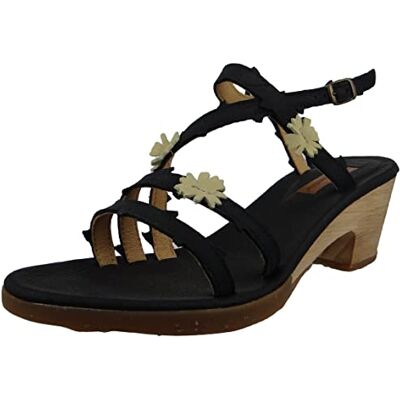 El Naturalista kvinnors ankelrem hälad sandal, Svart vit, 40.5 EU El Naturalista kvinnors ankelrem hälad sandal, Svart vit, 40.5 EU