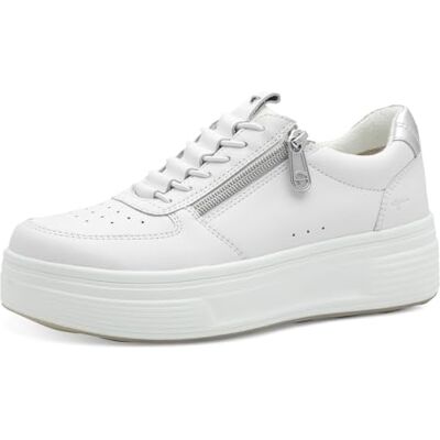 Tamaris bekväma damsneakers, vit/silver, 37 EU, Vitt silver, 37 EU Tamaris bekväma damsneakers, vit/silver, 37 EU, Vitt silver, 37 EU
