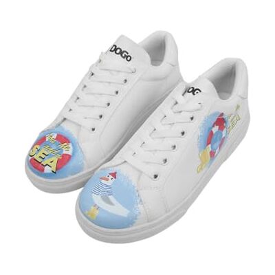 DOGO Kvinnors vita veganska läder sneakers You, Me and The Sea Motif, Material: Polyester, 41 EU DOGO Kvinnors vita veganska läder sneakers You, Me and The Sea Motif, Material: Polyester, 41 EU