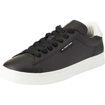 Tommy Jeans herr TJM läder låga kupsula sneakers, svart, 6,5 UK, Svart, 40 EU Tommy Jeans herr TJM läder låga kupsula sneakers, svart, 6,5 UK, Svart, 40 EU