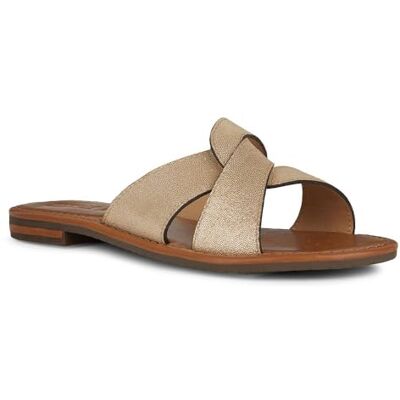 Geox Damer D Sozy S C platt sandal, LT guld, 41 EU, Guldpläterat guld, 41 EU Geox Damer D Sozy S C platt sandal, LT guld, 41 EU, Guldpläterat guld, 41 EU