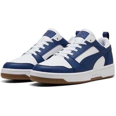 PUMA Unisex Rebound V6 Low Sneaker, vit blå juvel tuggummi, 45 EU PUMA Unisex Rebound V6 Low Sneaker, vit blå juvel tuggummi, 45 EU