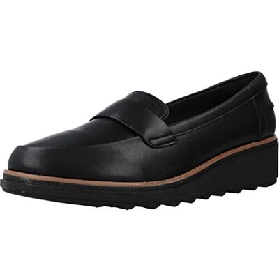Clarks Sharon Gracie dam Wedge Heeled Loafers 36,5 EU svart mjuk Clarks Sharon Gracie dam Wedge Heeled Loafers 36,5 EU svart mjuk