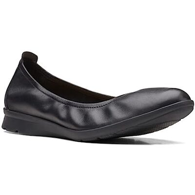 Clarks Kvinnor Jenette Ease Ballet Flat, AD Mallstorlek, Svart läder, 8.5 US Wide Clarks Kvinnor Jenette Ease Ballet Flat, AD Mallstorlek, Svart läder, 8.5 US Wide