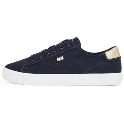 Tommy Hilfiger Dam Vulc kanvas snörning sneaker Fw0fw08647 låg topp, Blå rymd blå, 40 EU Tommy Hilfiger Dam Vulc kanvas snörning sneaker Fw0fw08647 låg topp, Blå rymd blå, 40 EU