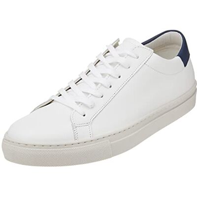 JACK & JONES jfwcorey leather noos herr Sneaker gymnastiksko, Vit detalj marinblå röd dahlia, 40 EU JACK & JONES jfwcorey leather noos herr Sneaker gymnastiksko, Vit detalj marinblå röd dahlia, 40 EU