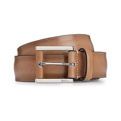 Boss T-Lino Sz35-bälte för män av italienskt läder med logotypgravyr på stiftspännet, Mörk beige 251, 95 Boss T-Lino Sz35-bälte för män av italienskt läder med logotypgravyr på stiftspännet, Mörk beige 251, 95