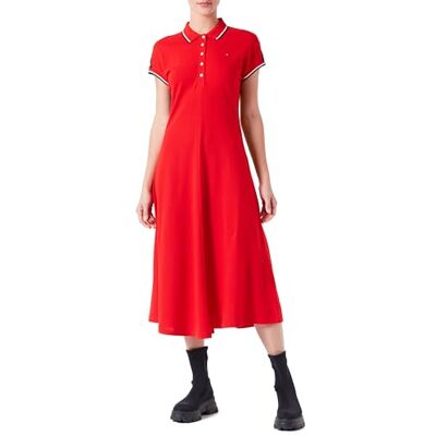 Tommy Hilfiger dam F&F STP SLV knä poloklänning hård röd XXS, Våldsam röd, XXS Tommy Hilfiger dam F&F STP SLV knä poloklänning hård röd XXS, Våldsam röd, XXS