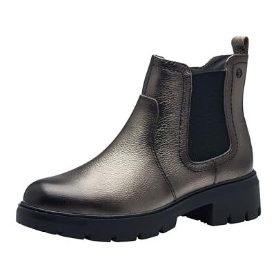 Tamaris COMFORT Damstövlar Chelsea läder med dragkedja, silver, 37 EU Tamaris COMFORT Damstövlar Chelsea läder med dragkedja, silver, 37 EU