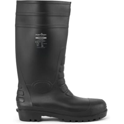 Portwest FW94 Klassiska Arbetskläder Säkerhetsstövel PVC-Nitril Vattentät Svart, 43, S4 EN ISO 20345, EN 13832-3, Kemiskt Skydd, Förstärkt Ankelskydd, Halkfri, Antistatisk, Stålhätta, Oljebeständig Portwest FW94 Klassiska Arbetskläder Säkerhetsstövel PVC-Nitril Vattentät Svart, 43, S4 EN ISO 20345, EN 13832-3, Kemiskt Skydd, Förstärkt Ankelskydd, Halkfri, Antistatisk, Stålhätta, Oljebeständig