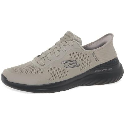Skechers Framkom, Bounder 2.0 Smaragd herr, Taupe Mesh syntetiskt svart trim, 43 EU Skechers Framkom, Bounder 2.0 Smaragd herr, Taupe Mesh syntetiskt svart trim, 43 EU