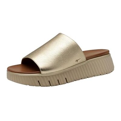 Tamaris Comfort dampantolett läder Wide Fit sandaler, LT Gold, 36 EU, Guldpläterat guld, 36 EU Tamaris Comfort dampantolett läder Wide Fit sandaler, LT Gold, 36 EU, Guldpläterat guld, 36 EU