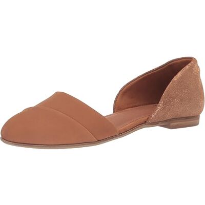 TOMS Dam Jutti D'Orsay balett platt, Brunt läder och metallisk mocka, 42 EU TOMS Dam Jutti D'Orsay balett platt, Brunt läder och metallisk mocka, 42 EU