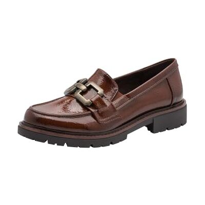 Jana Dam loafer utan klack elegant vegansk konjak patent 39 Jana Dam loafer utan klack elegant vegansk konjak patent 39