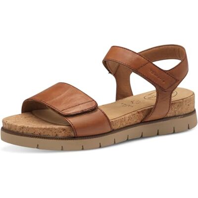 Tamaris Comfort damsandaler platta av läder med kardborreband, Cognac-nappa, 36 EU Tamaris Comfort damsandaler platta av läder med kardborreband, Cognac-nappa, 36 EU