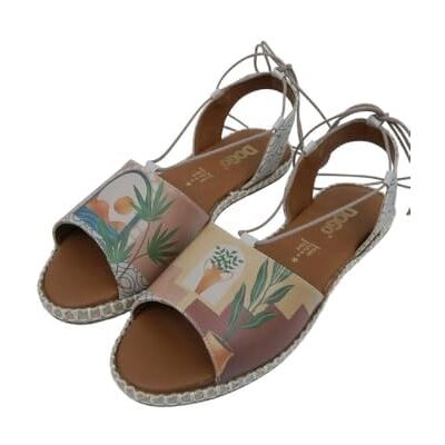 DOGO Dam veganskt läder orange snörning sandaler boho solnedgång mönster, Material: Polyester, 38 EU DOGO Dam veganskt läder orange snörning sandaler boho solnedgång mönster, Material: Polyester, 38 EU