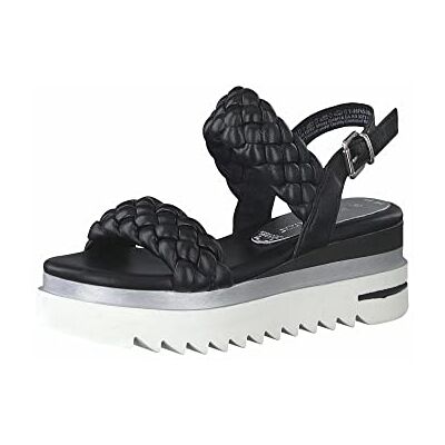 MARCO TOZZI Damsandaler 2-28743-28 lädersandalett kilsandal, Svart antik 39 EU MARCO TOZZI Damsandaler 2-28743-28 lädersandalett kilsandal, Svart antik 39 EU