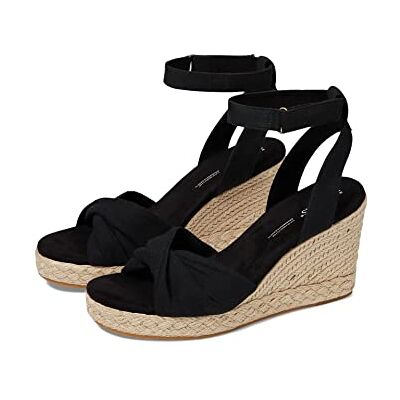 TOMS Women's Marisela Espadrille Wedge Sandal, Black Slubby Woven, 6 TOMS Women's Marisela Espadrille Wedge Sandal, Black Slubby Woven, 6
