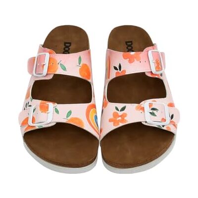 DOGO Dam rosa veganläder sandaler blommor och frukter mönster, Material: Polyester, 39 EU DOGO Dam rosa veganläder sandaler blommor och frukter mönster, Material: Polyester, 39 EU