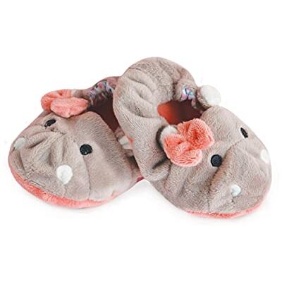 Baby Nat ' Baby Girl Flodhäst tofflor Baby Girl Gift Grå/Rosa Zoe BN0561 Baby Nat ' Baby Girl Flodhäst tofflor Baby Girl Gift Grå/Rosa Zoe BN0561