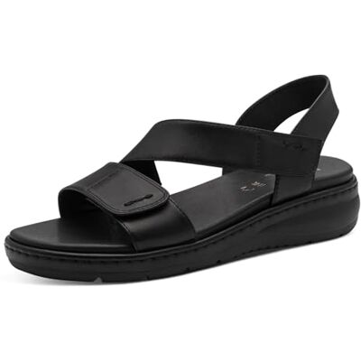 Jana Damer softline läder kil/platt sand 8–28711-46 platta sandaler, svart, 39 EU Jana Damer softline läder kil/platt sand 8–28711-46 platta sandaler, svart, 39 EU