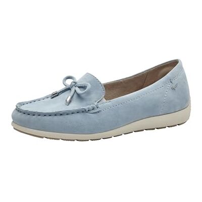 Tamaris Comfort dammockasiner av läder med rosett, Sky Suede, 40 EU Tamaris Comfort dammockasiner av läder med rosett, Sky Suede, 40 EU