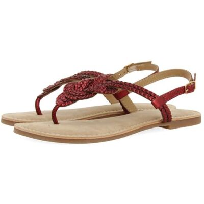 GIOSEPPO ZUPANJA Flätad lädersandal, Vinröd, 37 EU GIOSEPPO ZUPANJA Flätad lädersandal, Vinröd, 37 EU