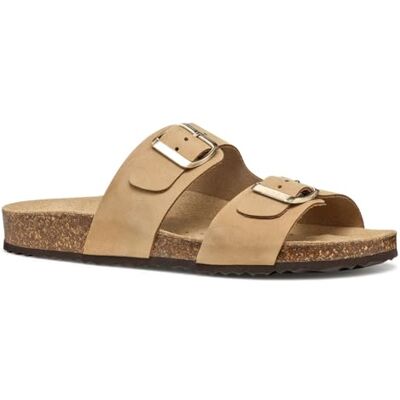 Geox Damer D Brionia L platt sandal, Beige, 38 EU Geox Damer D Brionia L platt sandal, Beige, 38 EU