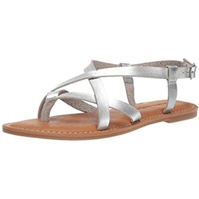 Amazon Essentials casual fläns sandal för kvinnor, silver (silver), 38.5 EU Amazon Essentials casual fläns sandal för kvinnor, silver (silver), 38.5 EU