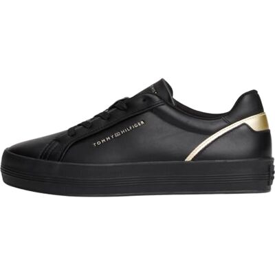 Tommy Hilfiger kvinnor Vulc Foxing Sneaker FW0FW08683 låg topp, svart (svart), 6,5, Svart, 40 EU Tommy Hilfiger kvinnor Vulc Foxing Sneaker FW0FW08683 låg topp, svart (svart), 6,5, Svart, 40 EU