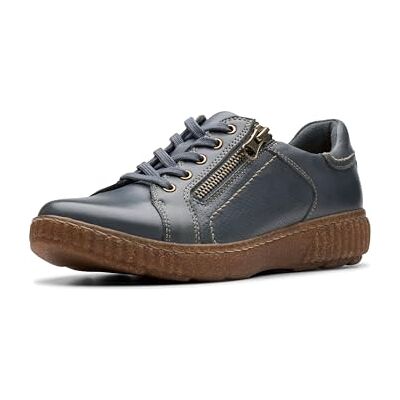 Clarks kvinnors Caroline Janna Sneaker, Mörkblått läder, 38 EU bred Clarks kvinnors Caroline Janna Sneaker, Mörkblått läder, 38 EU bred