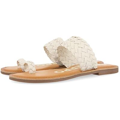 GIOSEPPO Tibagi platt sandal för kvinnor, Benvit, 35 EU GIOSEPPO Tibagi platt sandal för kvinnor, Benvit, 35 EU