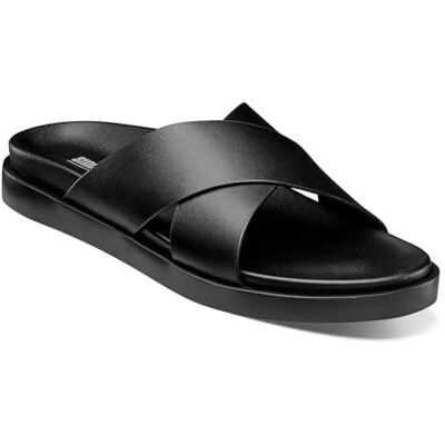 Stacy Adams Herr Montel Cross Strap Slide Sandal Loafer, Svart 42 EU Stacy Adams Herr Montel Cross Strap Slide Sandal Loafer, Svart 42 EU