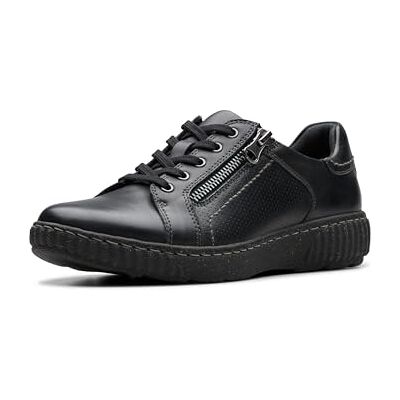 Clarks kvinnors Caroline Janna Sneaker, Svart läder, 9 Clarks kvinnors Caroline Janna Sneaker, Svart läder, 9