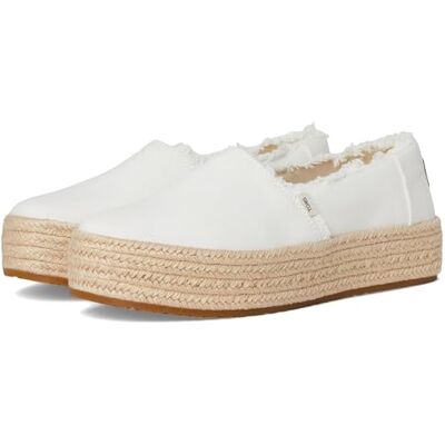 TOMS Valencia kil för kvinnor, vit bred bredd duk/fransa, 45 EU, Vit bred duk fransad, 43.5 EU TOMS Valencia kil för kvinnor, vit bred bredd duk/fransa, 45 EU, Vit bred duk fransad, 43.5 EU