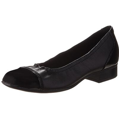 Clarks Women's Juliet Step Pump, Black Leather, 10 Wide Clarks Women's Juliet Step Pump, Black Leather, 10 Wide