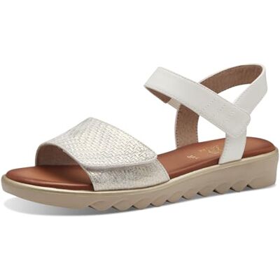 Jana Damer 8-28265-42 platta sandaler, Vitt guld, 38 EU Jana Damer 8-28265-42 platta sandaler, Vitt guld, 38 EU