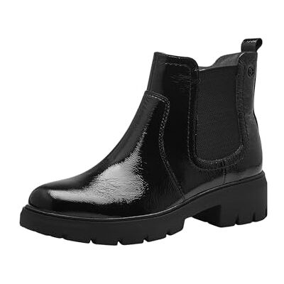 Tamaris COMFORT Damstövlar Chelsea läder med dragkedja, Svart lack, 37 EU Tamaris COMFORT Damstövlar Chelsea läder med dragkedja, Svart lack, 37 EU
