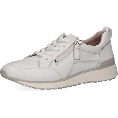 CAPRICE Damsneakers, platta av läder med dragkedja, Vit Nappa, 37 EU CAPRICE Damsneakers, platta av läder med dragkedja, Vit Nappa, 37 EU