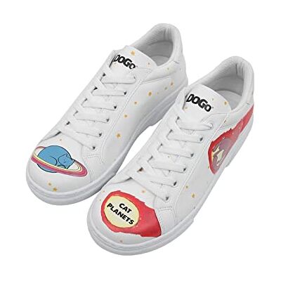 DOGO Vegan Ace sneakers för kvinnor – Cat Planets, Vit, 39 EU DOGO Vegan Ace sneakers för kvinnor – Cat Planets, Vit, 39 EU