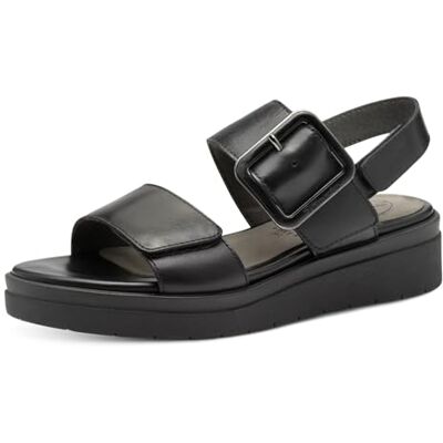 Tamaris dam komfort dam sandaler platt av läder med spänne kil sandal, Svart nappa, 42 EU Tamaris dam komfort dam sandaler platt av läder med spänne kil sandal, Svart nappa, 42 EU